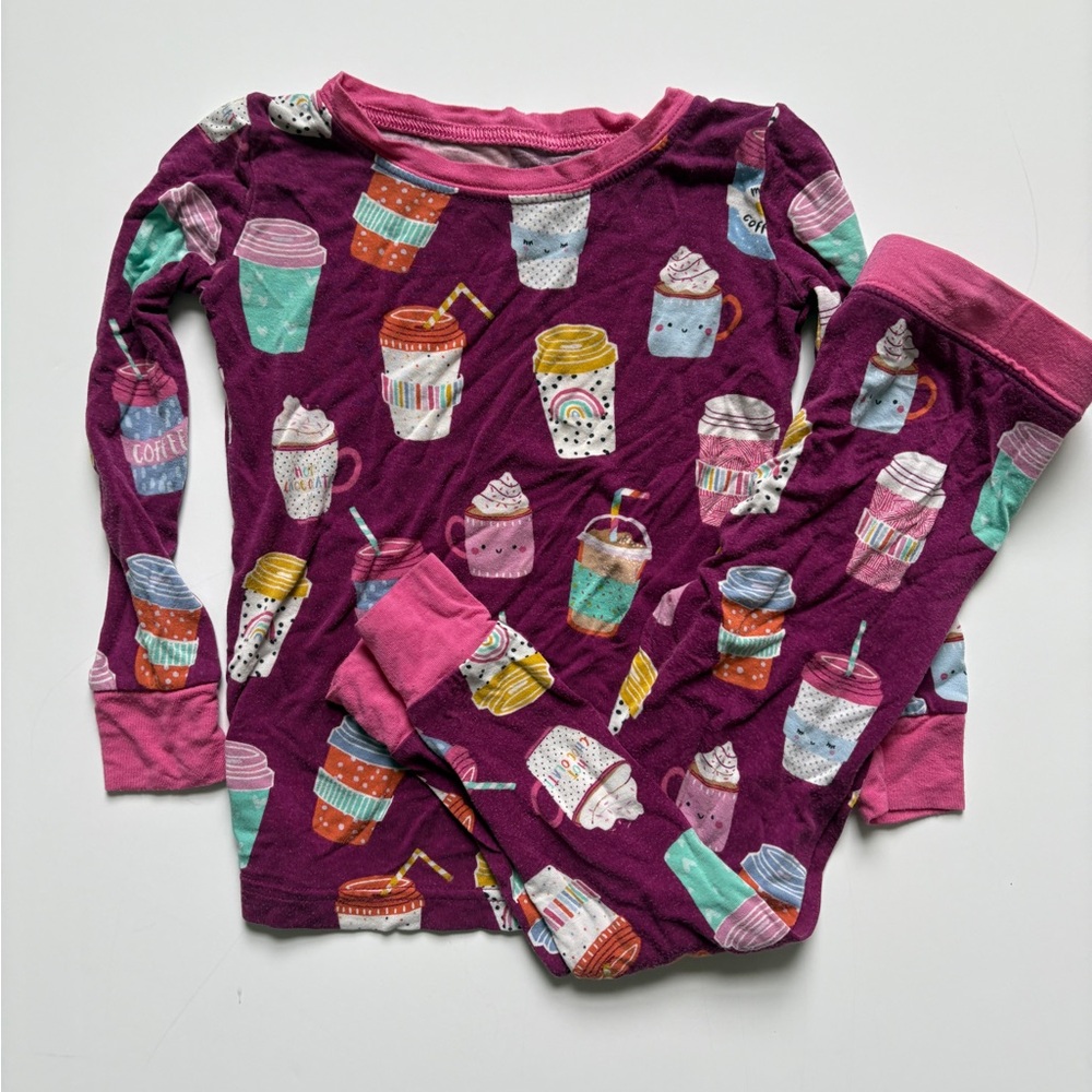Little Sleepies Purple I Love You A Latte Kids Pajama Set